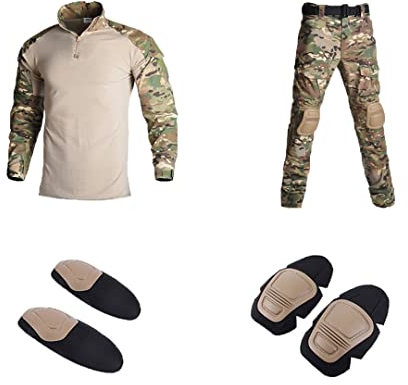 Uniforme militare Vestiti Tuta tattica Combattimento Tute Camo Uomini Vestiti Militari Uomini Camicia+Cargo Pantaloni Ginocchiere cp 5XL (105-115kg)