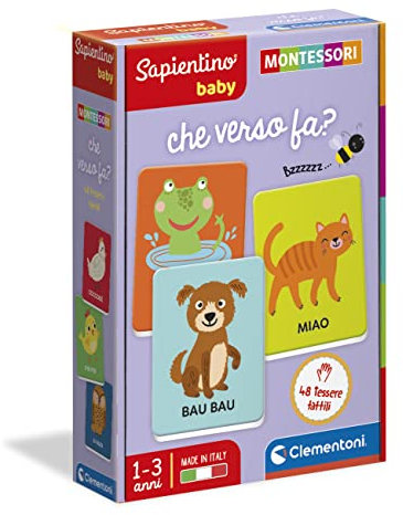 Clementoni - Sapientino Baby Che Verso Fa, Gioco Educativo Flashcards Montessori per Bambini 1 Anno, Carte Tattili Animali, Made in Italy, Lingua Italiana, Lingua Italiana, 16433