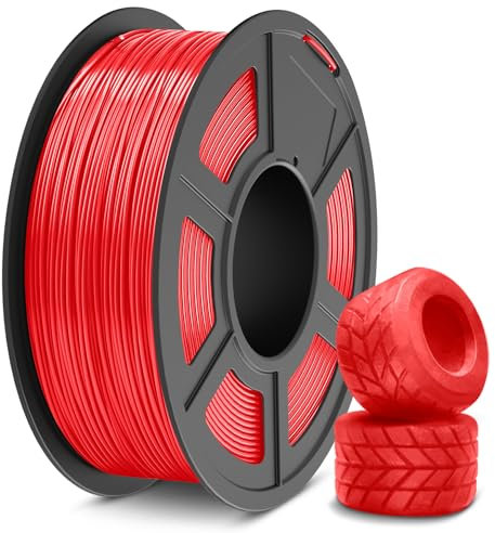 SUNLU TPU 3D Drucker Filament, 1KG Hochgeschwindigkeits 95A TPU Filament 1.75mm, Flexibles 3D Filament für schnellen Druck, Maßgenauigkeit +/-0.03mm. (TPU Rot)