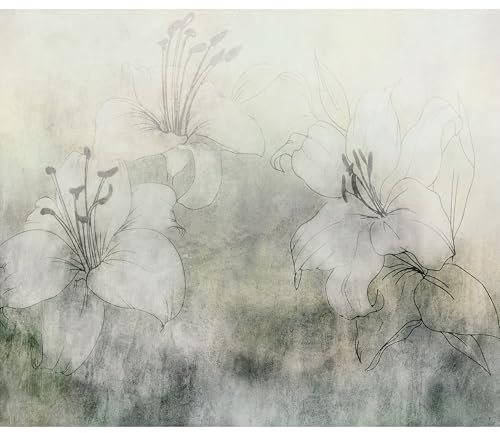 murando - Vlies Fototapete Blumen 350x256cm Foto Tapete Schlafzimmer Wohnzimmer Vliestapete XXL Motivtapeten Bildtapete 3d Effekt Wand Dekoration - Lilien Betonoptik grau Natur b-A-10410-a-a