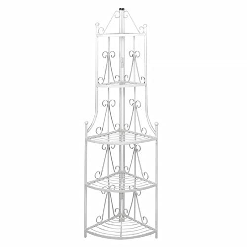 Chusui Pflanzentreppe Blumenregal Standregal Eckregal Blumentreppe, Pflanzentreppe Outdoor, Kräutertreppe, Blumenständer, Blumenleiter Draußen, Kräutertopf Garten, Stahl weiß