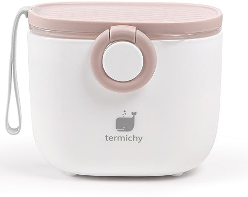 Milchpulver Portionierer baby, Termichy Milchpulver-Spender, 250g luftdichter tragbarer Milchpulver-Behälter für Reisen, mit Schaber und Löffel (Rosa und weiß,1 Stück)