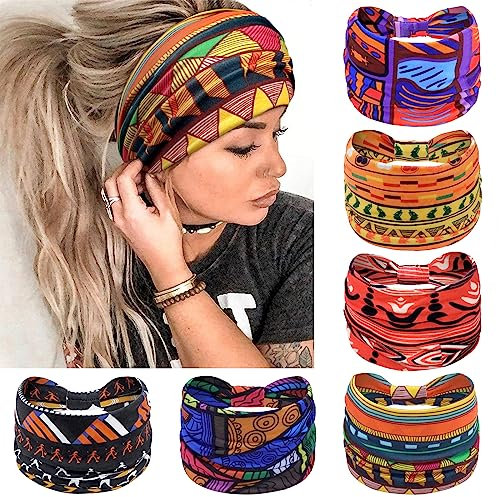 PROPOG Haarband Damen Stirnband Damen Sommer, Elastische Haarbänder Damen Breit Stirnbänder Yoga Haarreifen Kopfband Boho Haarschmuck 6 Stück