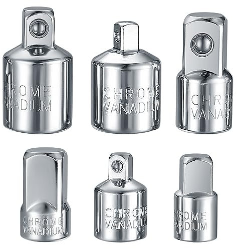 Adapter Satz, 6-tlg Stecknussadapter Set, Stecknuss Adapter, Stecknuss-Adapter für Ratschen, Nuss, 1/4 auf 3/8, 3/8 auf 1/4, 3/8 auf 1/2, 1/2 auf 3/8, 1/2 auf 1/4, 1/4 auf 1/2