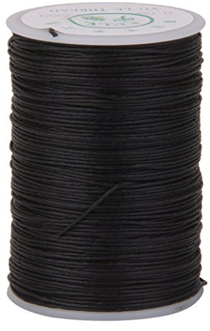 Tiuimk Fil de lin ciré à coudre à la main 0,6 mm pour travaux manuels en cuir – 100 m de cordon ciré noir