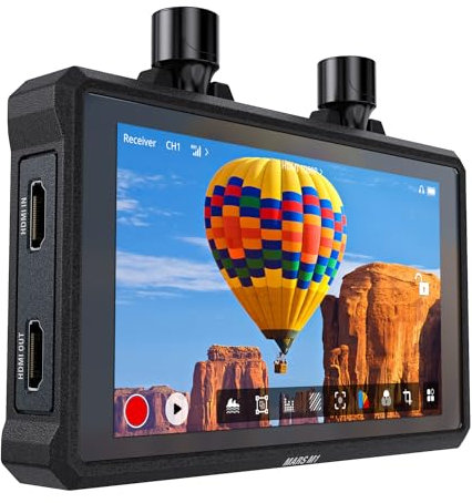 Hollyland Mars M1 Enhanced Kamera Field Monitor 4K HDMI & SDI Video Funkstrecke Reichweite 150m Latenz 0.08s FHD 1920x1080 1000nit 5.5 Touch 3D LUT APP Videoüberwachung DC-Out Schnittstelle (1 Set)