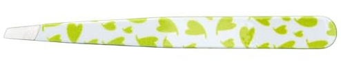 nippes LOVE Kosmetik-Pinzette Grün | Schräge Spitze | Edelstahl | Bunt Lackiert | 9 cm lang | Feine Pinzette | Pinzette Augenbrauen zupfen