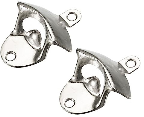 sourcing map 2pcs Bottle Opener Wall Mounted, 3 x 2.4 Cast Iron Beer Bottle Openers Kitchen Bars Tools for Cafe Bars KTV Hotels, Silver