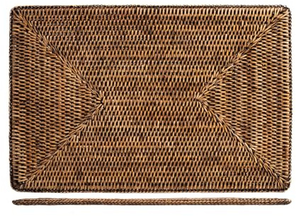 H&H Tovaglietta Rettangolare in Rattan - Colore Naturale, Fatta a Mano, 45x30 cm, 1 Pezzo - Elegante Accessorio da Tavola, Adatta a Tutti i Contesti e Arredamenti