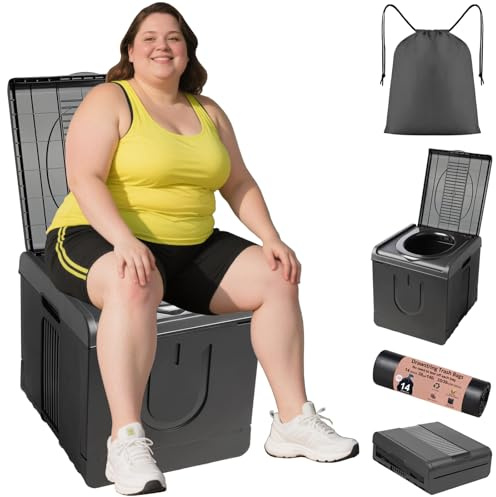 XXL tragbare Toilette, Camping-Toiletten für Auto, Innen- und Außenbereich, faltbares Reisetöpfchen für Camping, Zelt, Wandern, Bootfahren, lange Autofahrten, Stau, Zuhause, Schwarz