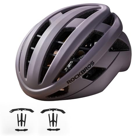 ROCKBROS Fahrradhelm Integrierter Radhelm, Leichter Cityhelm Rennradhelm, Robuster Atmungsaktiv für Mountainbikes Rennräder Unisex Erwachsene Damen und Herren M(54-58cm) Lila-matt