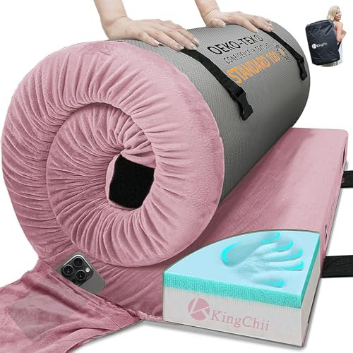 KingChii CertiPUR-US Memory Foam Camping-Matratze, tragbar, aufrollbar, Reise-Auto-Camping-Matratze, Schlafunterlage & Bodenmatratze, Kinderbett-Matratze, Gästebett für Übernachtungen mit