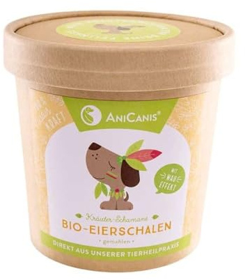 Suplemento Bio ANICANIS Natural CÁSCARA De Huevo para Perros Y Gatos - para AÑADIR fácilmente - Calcio 200 g - ANIMALUJOS
