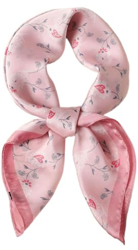 GIMIRO Frauen 70x70cm Schal Simulierte Seide Blumen Schal Krawatte Hahnentritt-Bandana (B01 Floral Pink)