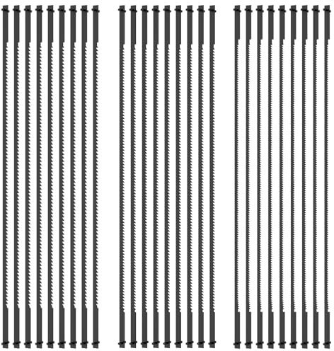 DRBIT 27Pcs Scroll Saw Blades 6-1/2inch High Carbon Steel Coping Saw Blades Set 15TPI 18TPI 24TPI Pin End Scroll Saw Blade Replacement Set Wood Cutting Saw Blades for Wood Plastic Leather