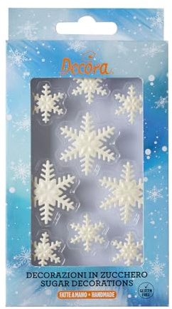 Decora, 0500450, Confezione da 6 Decorazioni Fiocchi di neve, In Zucchero