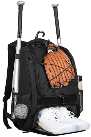 GkgWuxf Softball Bag, Softball Backpack Kids Baseball Bag with Shoe Compartment, Large Capacity Baseball Bat Bag for Helmets, Shoes, Bats - Perfect for Competition
