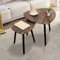 FEUFOAM Nesting Coffee Table Set of 2 Triangular End Side Tables Modern Industrial Simple Nightstand Center Table for Living Room Bedroom Apartment, Retro Brown