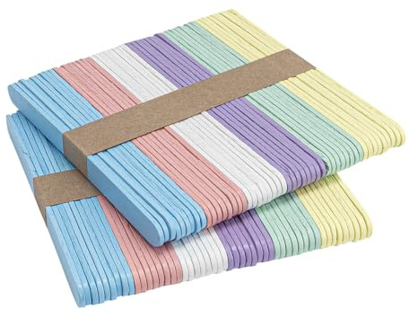 Ideen mit Herz Palillos de madera, palitos de hielo, madera para manualidades, 6 colores, 11,4 cm de largo, 1 cm de ancho, 200 unidades