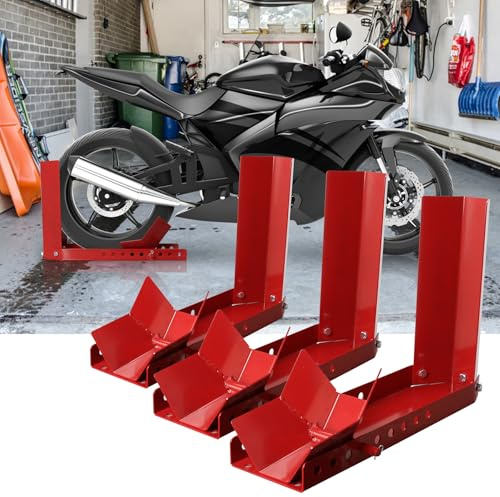Peviasot Motorradwippe 3 Stück, Motorrad Vorderradklemme, Radwippe Motorradständer für Anhänger Vorderrad Transportständer, Radhalterung mit 3 Ankerbolzenlöchern, Motorradklemme Reifen Verladehilfe