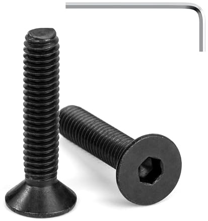 Tunejoy Tornillos de Cabeza Avellanada M4 x 20 mm Negro Tornillo Avellanado Hexagonal de Acero Inoxidable A2 V2A Norma DIN 7991 con llave Allen Rosca Completa 20 Piezas
