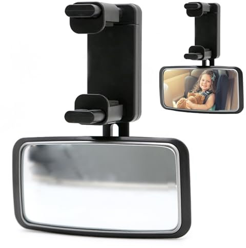 Espejo de coche para bebé, espejo retrovisor universal para bebé, 1 espejo interior para asiento de niños, HD gran angular, irrompible, ajustable, sin vibraciones, para la mayoría de los coches (130 x