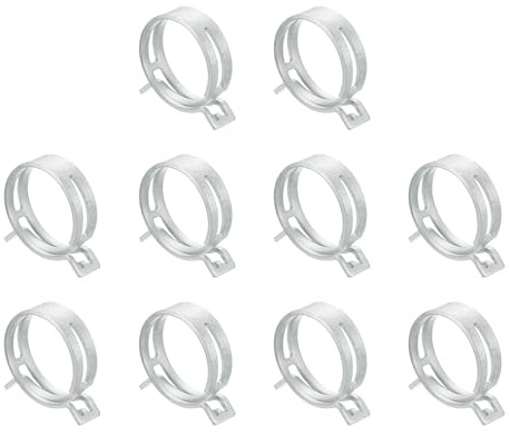 Sourcingmap 5Pcs Spring Band Type Action Fuel/Silicone Vacuum Hose Pipe Clamp, 40mm Low-Pressure Air Spring Hose Clip Clamp for Automotive Oil Pipe Water Pipe, Silver