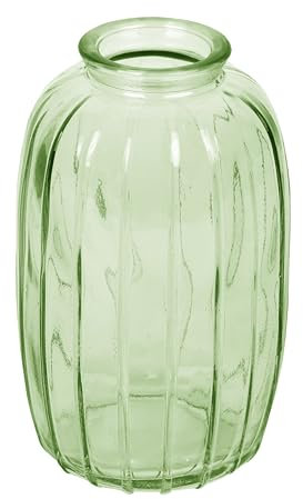 Talking Tables Vaso in vetro verde per fiori, elegante stelo singolo, elegante centrotavola per matrimoni, decorazione davanzale, feste in giardino, cene estive, stile mantello e regalo, 12 cm