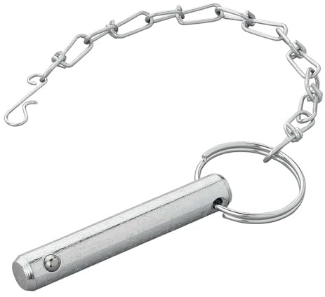 Sicherungsstift Abstellstütze verzinkter Stahl mit Kette Durchmesser 14,3mm | Steckbolzen als leichter Sperrbolzen für Ausdrehstütze und Wohnwagenstütze, 90 mm lang, einzeln verpackt.
