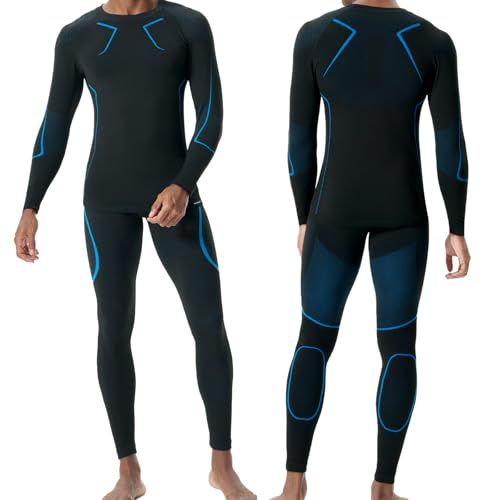 Funktionsunterwäsche Herren,Atmungsaktiv Skiunterwäsche Herren,Lange Thermo Unterwäsche Set für Motorrad,Lauf,Fahrrading,Fußball,Skifahren