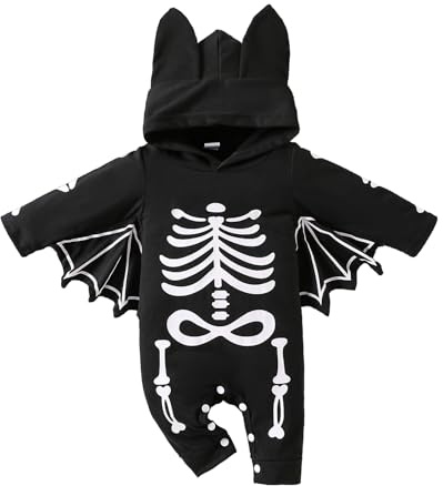 FUTERLY Deguisement Chauve Souris Bebe, Deguisement Halloween Bebe, Costume Halloween Bébé, Tenue Halloweens Bébé, Vetement Halloweens Bebes, Deguisement Squelette Bébés, 0-18 Mois