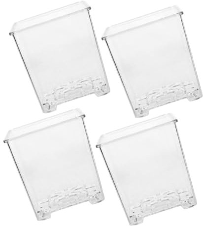 VICASKY Lot de 4 pots à orchidées transparents respirants avec trou de drainage pour orchidées et fleurs en intérieur et en extérieur