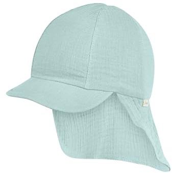 Sterntaler Schirmmütze Nackenschutz Musselin – Bio-Baumwoll-Musselin mit Sonnenschutz, Bindeband und weichem Innenfutter, UV-Schutz 50+