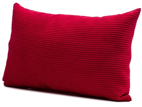 Gözze - Kissen Capri, Dekokissen in Feincord-Optik, Weiches Sofakissen mit Füllung, 100% Polyester, 30 x 50 cm - Rot