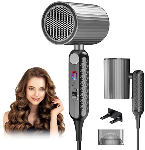 Anluomania Sèche-Cheveux 1800W, Seche Cheveux Pliable, Ionique Hair Dryer, 3 Températures/2 Vitesses, Con Concentrateur, Seche Cheveux Professionnel pour Famille Voyage Salons de Coiffure