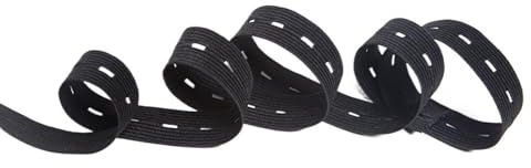 HNULGVI Goma Elastica para Coser Banda elástica de Punto con Ojal de 5 Metros, 15-25MM de Ancho, Correas de Alambre de Costura, Accesorios de Costura DIY Blanco/Negro(Black,20mm 5meter)