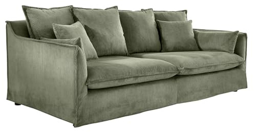 3-Sitzer Sofa HEAVEN - 200cm - grün - Cord - Federkern Hussensofa
