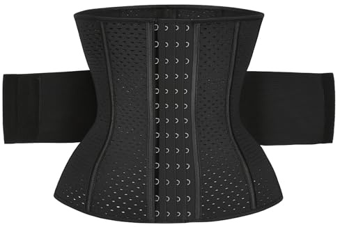 Waist Trainer & Back Support Belt – Lower Back Pain Relief Lumbar Brace with Removable Metal Support, Adjustable Compression Waist Cincher for Posture & Workout (Black, 2XL)