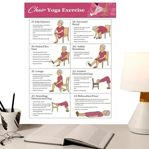 YNPQTDS Stuhl Übungen Poster für Senioren - Sitzgymnastik Poster Anleitung 11 Teile - Haftende Stuhl Workout Plan für Anfänger und Senioren, Krafttraining, Pilates, Zuhause, Arbeitsplatz,