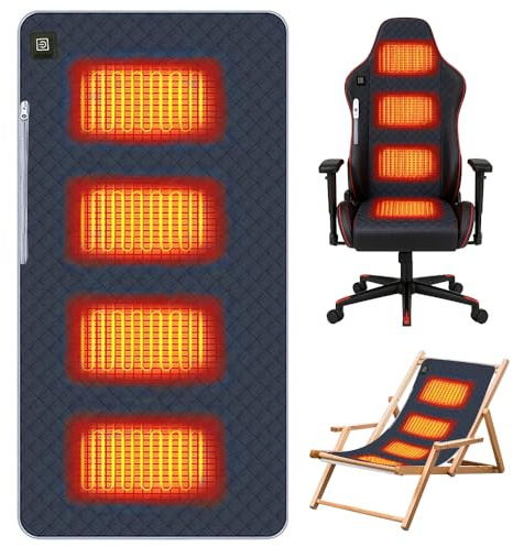 HIULLEN Coussin de Siège Chauffant, Coussin De Chaise Chauffant, 45 x 90cm Coussin Chauffant USB pour Chaise de Bureau, avec 4 Zones De Chauffage, 3 Niveaux, pour Excursions, Camping, Chaise De Bureau