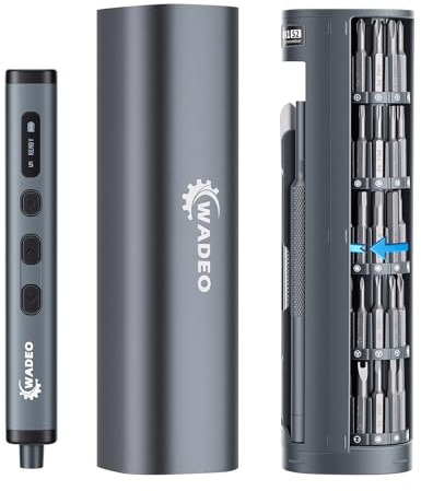 WADEO 78-en-1 Destornillador Eléctrico Mini de Precisión Inalámbrico, 5 Velocidades de Torque Ajustables + Modo Manual >5N·m, 72 Puntas Magnéticas S2, para Reloj/Gafas/Teléfono/Computadora/Drone RC