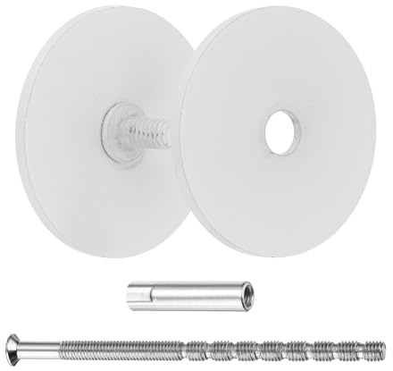 QUARKZMAN Plaque De Recouvrement De Trou De Porte, Pour Trou De 1 A 1-1/4, Plaque De Remplissage, Nickel Satin Brosse, Ecrou De 1.38, Vis De 3.54, Blanc, Lot De 1