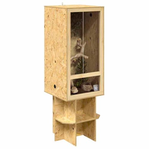 vidaXL Terrarium Braun 50 x 50 x 130 cm OSB, Rustikale, robuste Reptilienunterkunft, quadratische Terrarienanzeige, Glashaus für Haustiere