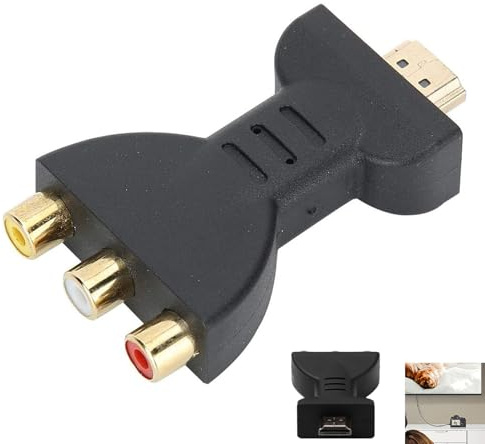 HDMI to RCA Converter, HDMI to AV Converter Male to Female RGB Adapter, 1080P Full HD, Gold-Plated Interface, Red White Yellow RCA Outputs, Compatible with TV PC DVD Projector Blu-ray Gaming Consoles