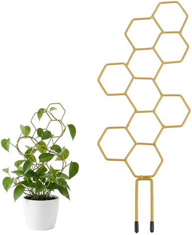 PEOVLVN Small Trellis for Potted Plants, 35cm Trellis for Climbing Plants Indoor Honeycomb Metal Pothos Plant Climber Support for Flower Hoya Pothos Houseplants