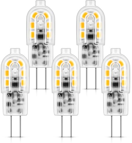 Flaspar G4 LED Lampen, 12V AC/DC Warmweiß 2700K 1.2W Ersatz 10-20W 5er Pack