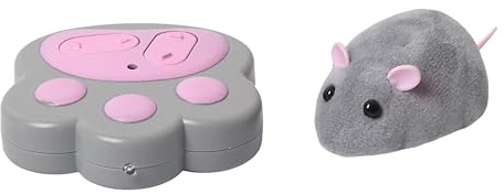 THE CONCEPT FACTORY - AN6101 - Jouet Télécommandé pour Chats en Forme de Souris 2 - Ultra Rapide - Interactif - avec Manette en Forme de Patte - en Plastique Abs - Rose et Gris - Unique