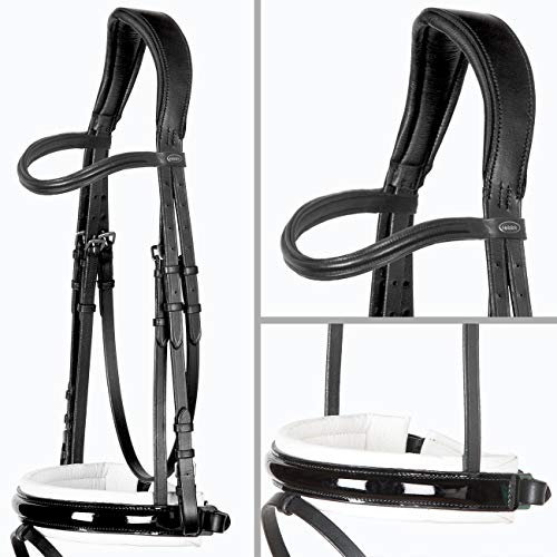 Heinick-Reitsport edle Soft Trense Motion Lackleder Weiss ~ Classic ~ Breites RH Größe Warmblut