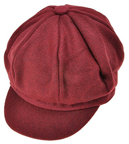 ZLYC Womens Classic Newsboy Caps Visor 8 Panel Gatsby Cabbie Hat (Burgundy),One Size