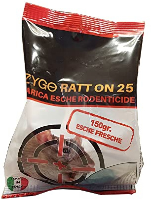 TZYGO RATT ON Refill 25 Esche RODENTICIDA A Basa di BRODIFACOUM (concentrazione 0,0025% 25ppm)
